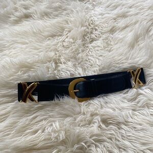 90’s chunky belt navy black and gold